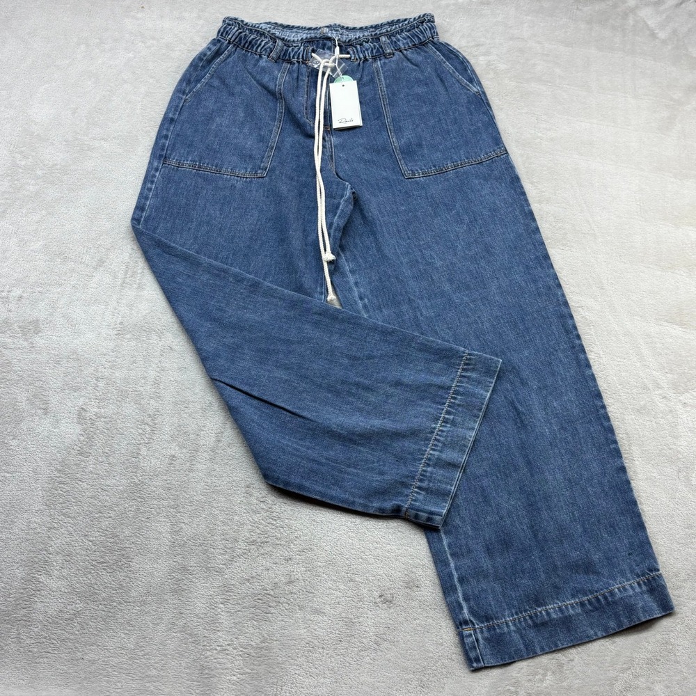 Rails Ryan Wide Leg Pants Womens L Classic Blue Coastal Grandma Beachy Boho Fit
